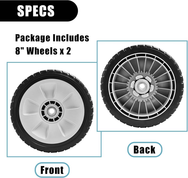 Sutmorly HRR216 Lawn Mower Rear Drive Wheel for 42710-VE2-M02ZE 42710-VE2-M00ZE 42710-VE2-M01ZE 42710-VG3-B00, 8" Wheel Assebmly Compatible with HRR216 HRS216 HRT216 Walk Behind Lawn Mower (Set of 2) - Image 5